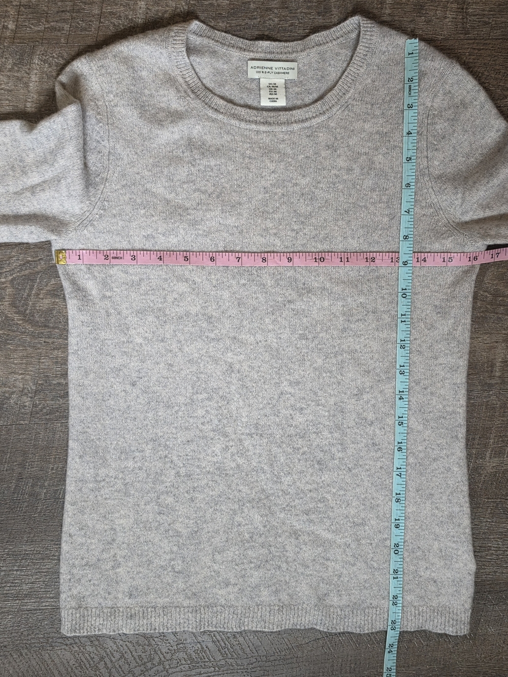 Adrienne Vittadini 2 Ply Cashmere Crewneck Sweater Womens M Oat Grey Soft Cozy - Picture 9 of 12
